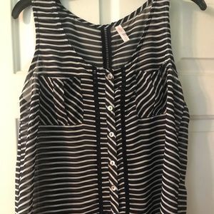 Trendy navy striped shirt with open slits